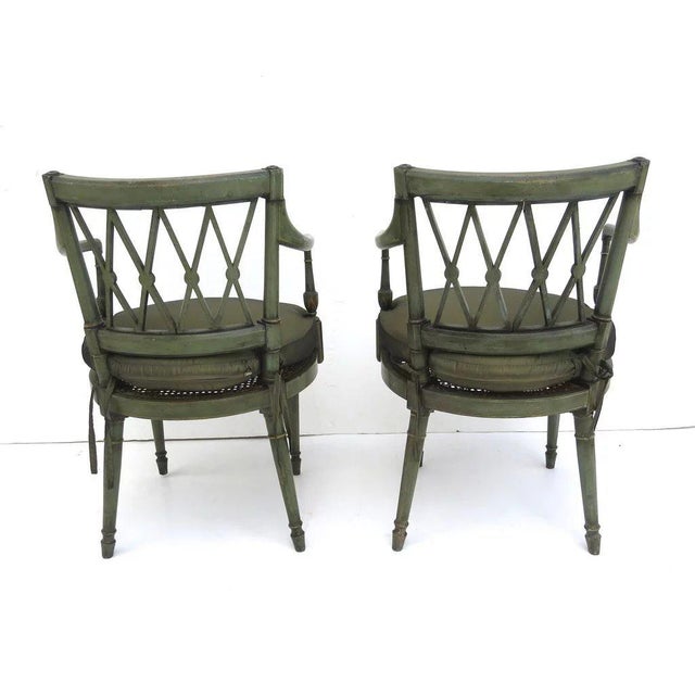 Hepplewhite Style Painted Chairs - a Pair For Sale - Image 4 of 9