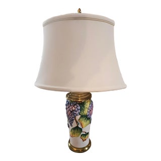 Vintage Majolica Italian Grape Table Lamp For Sale
