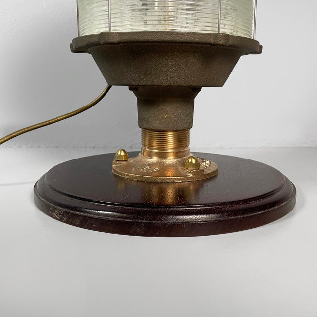 Mid-Century Modern Italian Ships Lamp in Wood, Glass and Metal, 1950s For Sale - Image 12 of 18