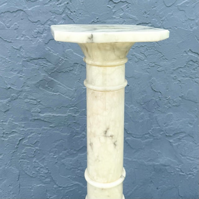 Mid 20th Century Vintage Italian Hand Carved Alabaster Pedestal For Sale - Image 5 of 10
