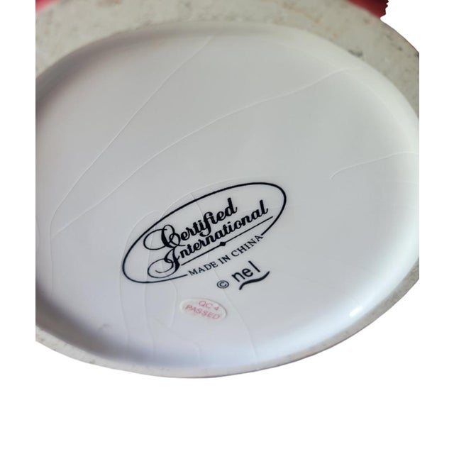 Fitz and Floyd Vintage Red Yellow Ceramic Sunflower Apple Cookie Storage Jar For Sale - Image 4 of 7