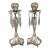 Pair Early 20th Century Art Nouveau Crystal Prism Pewter Tulip Top Candlesticks For Sale
