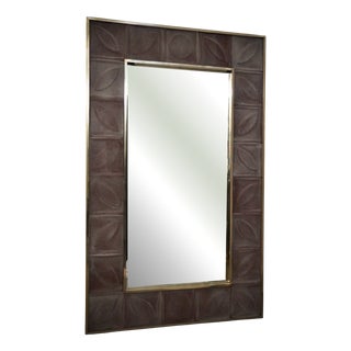 Mid-Century Italian Murano Pink Art Glass and Brass Console Wall Mirror For Sale