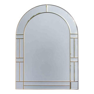 Vintage Italian Brass Wall Mirror, 1970s For Sale