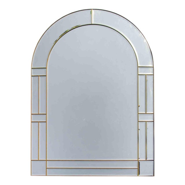 Vintage Italian Brass Wall Mirror, 1970s For Sale