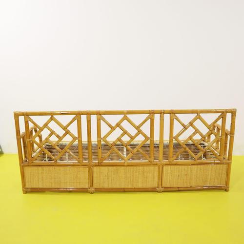 Woven Bamboo Sofa Bed with Double Pull-Out Mattress For Sale - Image 13 of 14