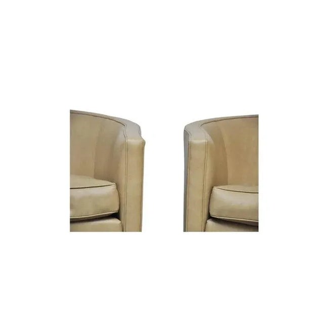 Mid-Century Modern Leather Swivel Lounge Chairs Designed by Edward Wormley for Dunbar - A Pair For Sale - Image 3 of 9