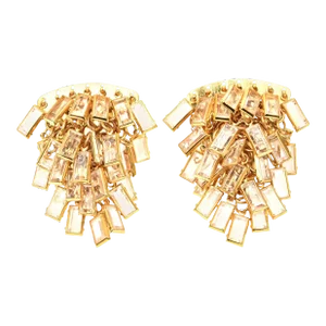 Vintage Sorelli Cascading Glass Sculptural Clip on Earrings Pair Of