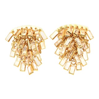 Vintage Sorrelli Cascading Swarovski Crystal Glass Sculptural Clip on Earrings, 1980's For Sale