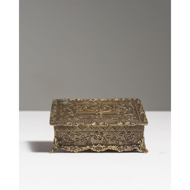 20th Century French Repoussé Brass Trinket Box For Sale - Image 9 of 15