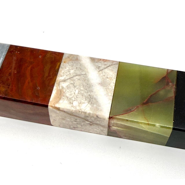 Antique Neoclassical Marble Ruler with Brass Caps, Late 19th Century For Sale - Image 9 of 18