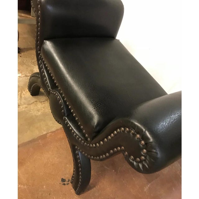 1970s Black Vintage Vinyl Ottoman/Stool (Vintage) For Sale - Image 5 of 7