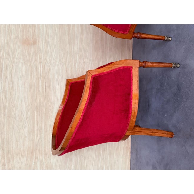 Mid 20th Century French Club Chairs in Red Velvet Upholstery For Sale In Miami - Image 6 of 18