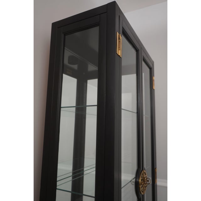Ebonized Black Chinoiserie Style Curio Display Cabinet For Sale - Image 10 of 15