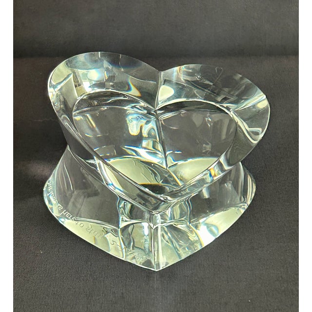 Vtg. Signed Steuben Crystal Heart Shaped Paperweight For Sale - Image 13 of 14