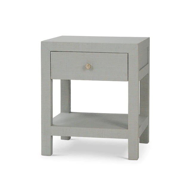 Modern Pair of Pale Blue Wash Raffia Wrapped Nightstands For Sale - Image 3 of 12