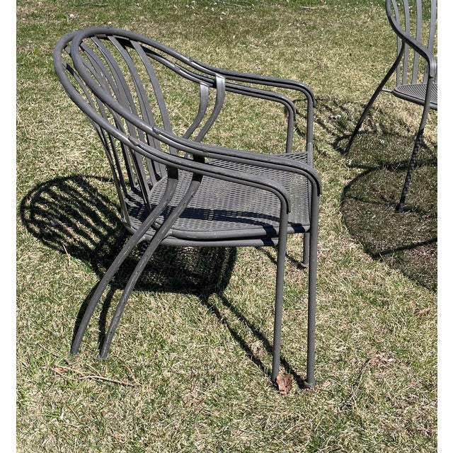 Woodard Valencia Patio Dining Set 5 Stackable Chairs 48" Table Garden, Attributed For Sale - Image 4 of 6