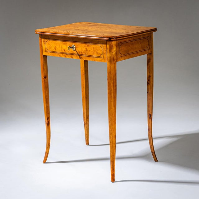 Biedermeier Sewing Table in Birch, 1820 For Sale - Image 3 of 9