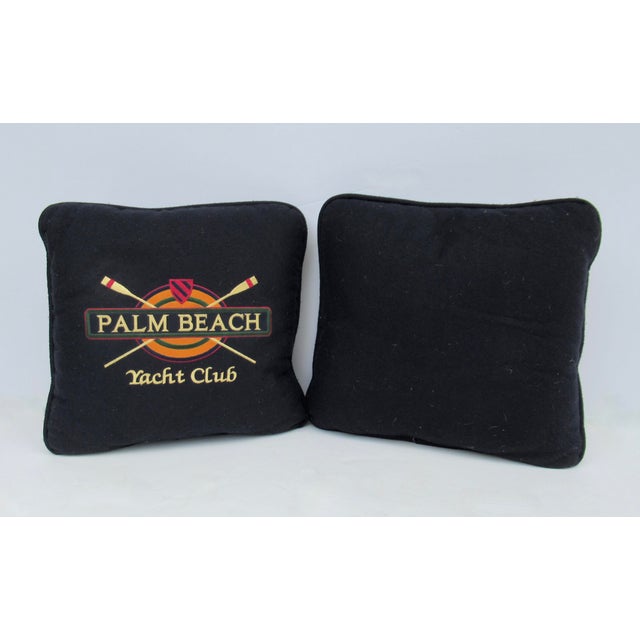 Felted Wool & Embroidered "Palm Beach Yacht Club Pillows -Pair For Sale In West Palm - Image 6 of 6