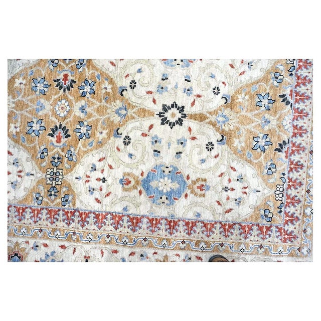 Textile Afghan Sultanabad Masters Wool 8 x 10 Ivory, Tan, Red & Light Blue Handmade Area Rug #1143755 For Sale - Image 7 of 8