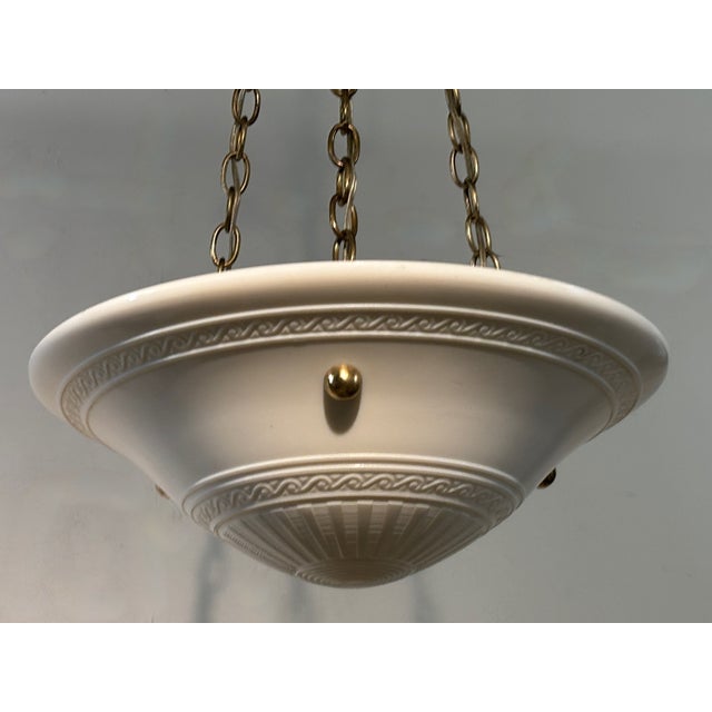 Art Deco Art Deco Calcite Glass Pendent Light Fixture, 1920's - 1930's For Sale - Image 3 of 5