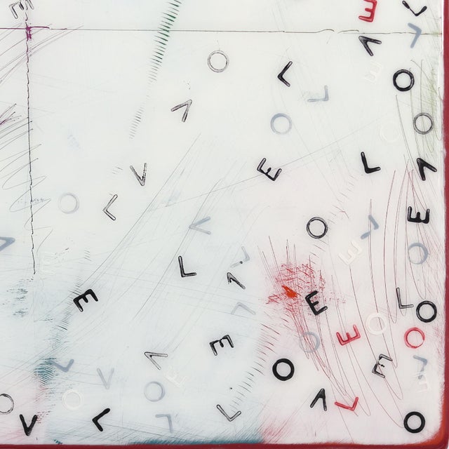 Heartfelt Love Letter - Original Minimalist Abstract Mixed Media Resin Painting on Wood Panel by Ricky Hunt For Sale - Image 4 of 9
