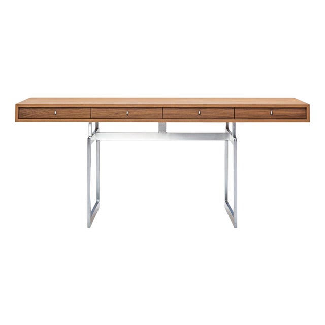 Stainless Steel and Walnut Office Desk by Bodil Kjaer for Karakter For Sale