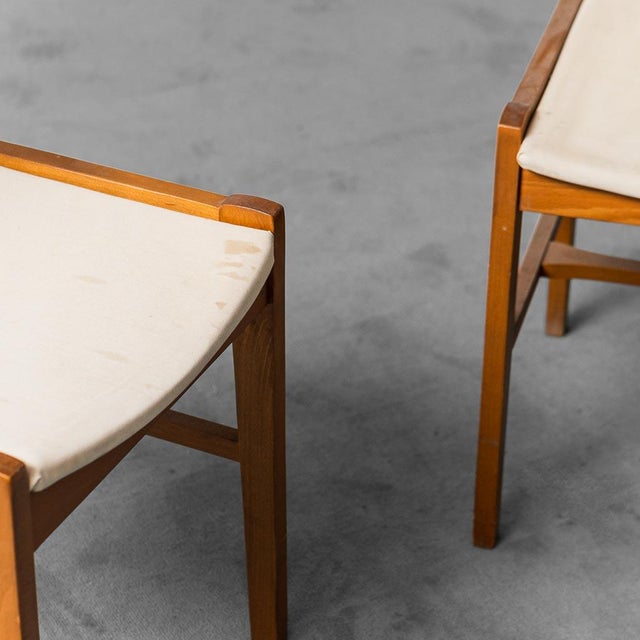 Set of Wooden and Fabric Chairs, 1960s For Sale - Image 10 of 11