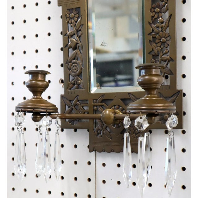 Mid 19th Century Large Bronze Mirror Sconce Two Candleholders For Sale - Image 4 of 9