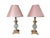 Hollywood Regency Gilded Gold and Faux Crystal Lamps With Pink Lampshades- A Pair For Sale - Image 13 of 18