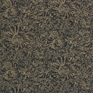 Harlequin Ammonite Wallpaper in Charcoal/Brass - a Sample For Sale