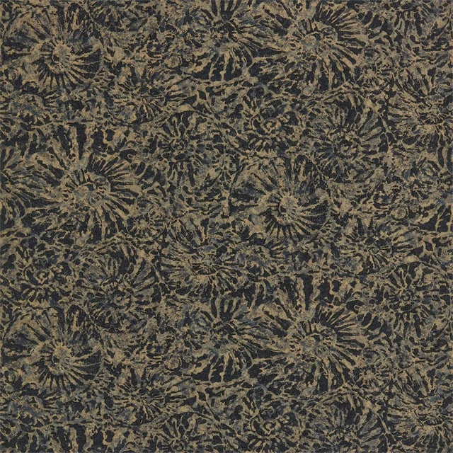 Harlequin Ammonite Wallpaper in Charcoal/Brass - a Sample For Sale