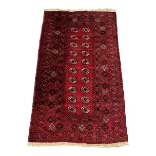 Vintage Afghan Mauri Bokhara Single Column Oval Gul Rug - 6'0" X 3'7" For Sale