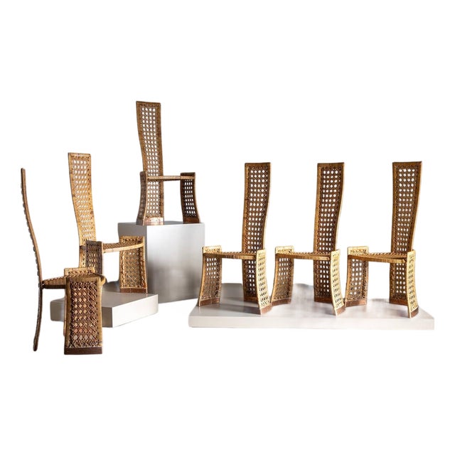 Set of Six Rattan Side Chairs, attr. to Danny Ho Fong for Tropi-Cal, Italy 1970s For Sale