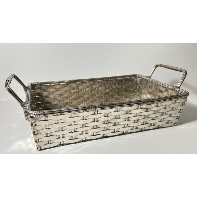 Vintage French Silver Woven Handled Basket (Circa 1930) For Sale - Image 4 of 9