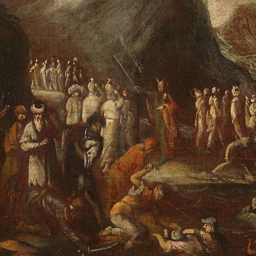 Neapolitan School, attributed to Scipione Compagno, The Crossing of the Red Sea, 17th Century, Oil on Canvas, Framed For Sale - Image 5 of 12