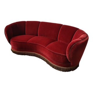 Vintage Banana Sofa in Red For Sale