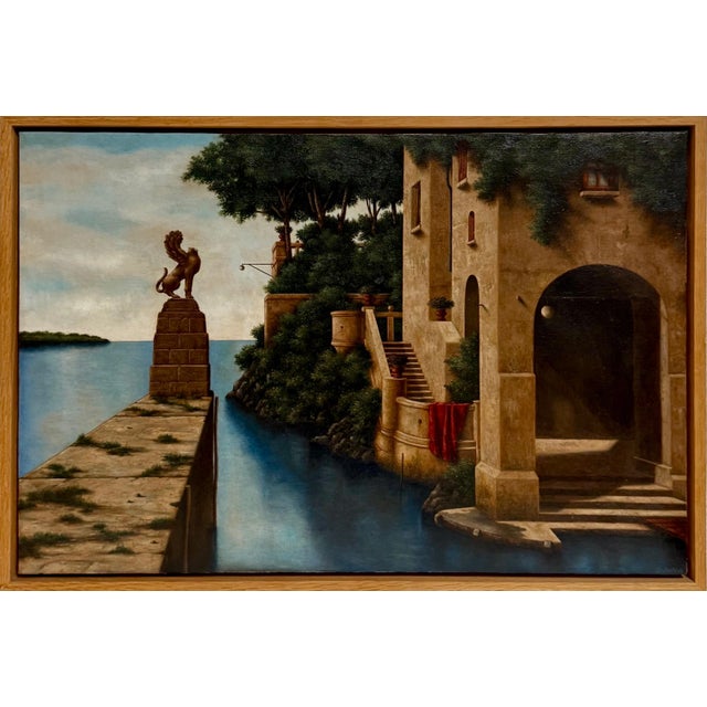 Lionel Kalish, Surrealist Oil Painting Magical Realism Lionel Kalish Italian Home Fantasy Scene, c.1980 For Sale - Image 12 of 15