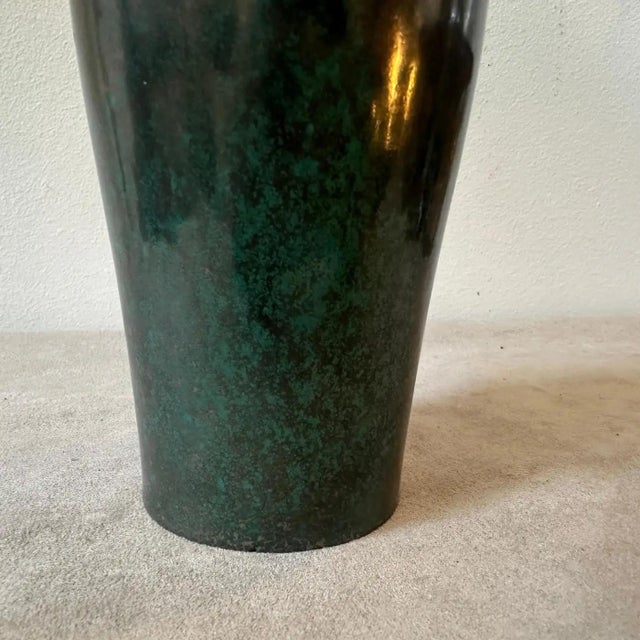 1970s Modernist Olive Green Fat Lava Ceramic German Jug Vase For Sale - Image 4 of 10