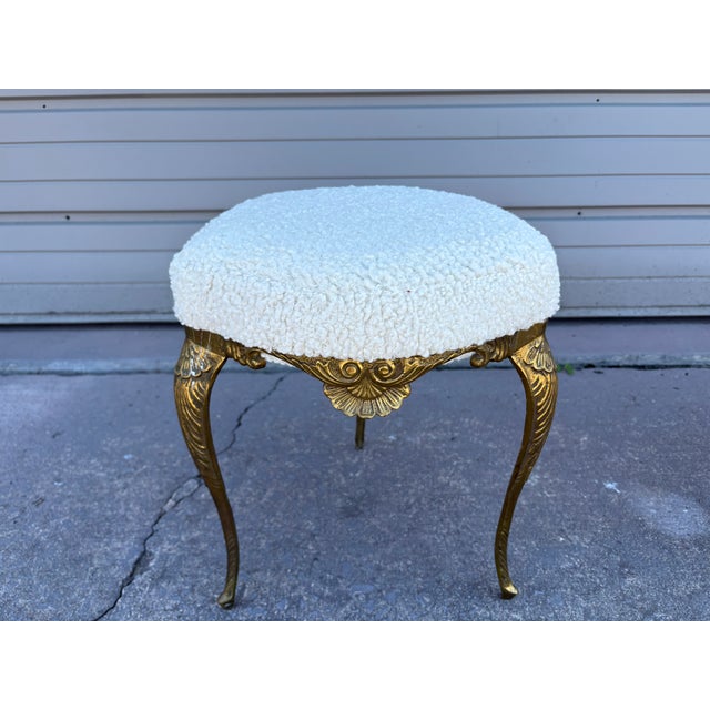 1950s Pair of Italian Chiavari Brass Ottomans For Sale - Image 9 of 12