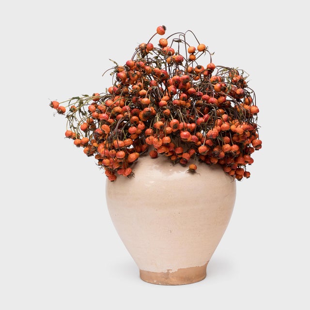 With its graceful silhouette and warm, crème coloring, this earthenware vase from the late 19th century embodies the...