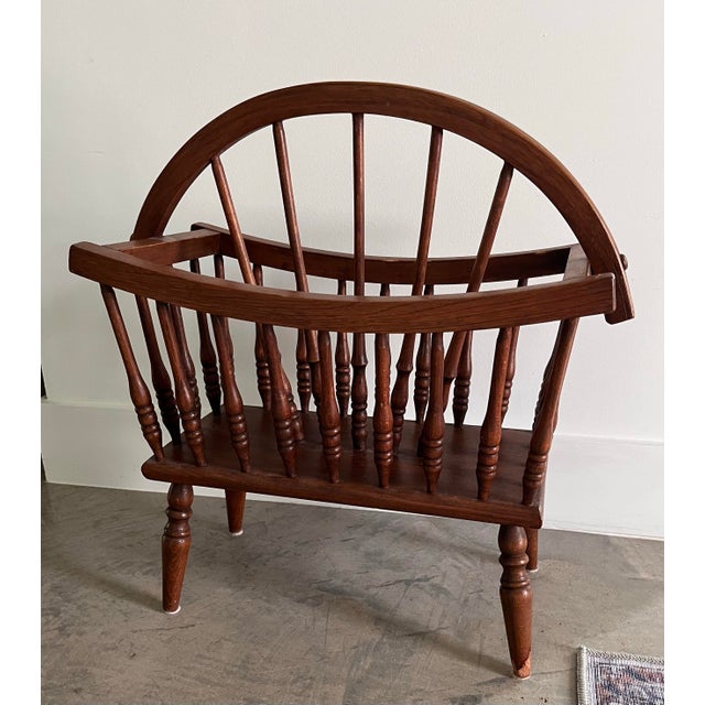 Mid-Century Modern Mid 20th Century Canterbury Style Oak Magazine Rack/Newspaper Stand For Sale - Image 3 of 5