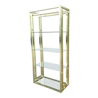 Hollywood Regency Brushed Gold Etagere For Sale