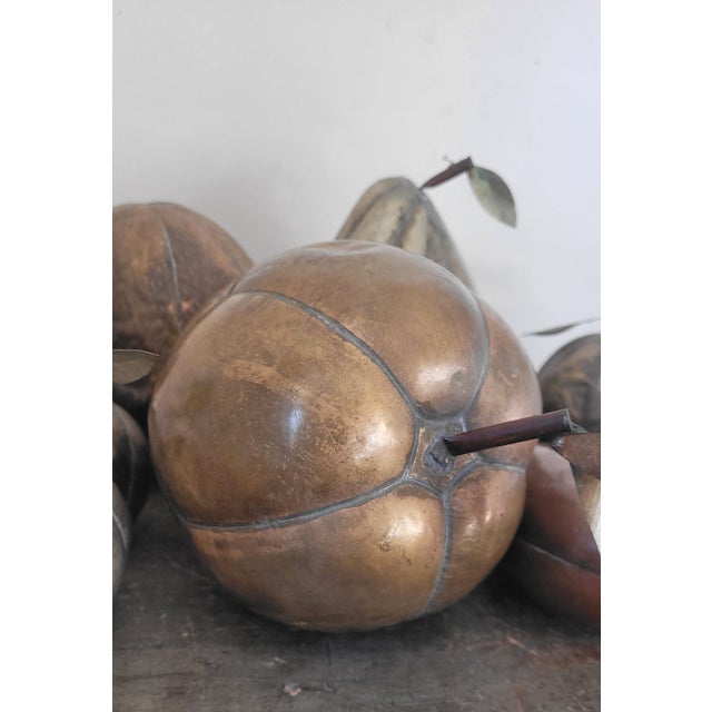 Metal Vintage Italian Brass Fruit Sculptures, 1960s, Set of 8 For Sale - Image 7 of 11