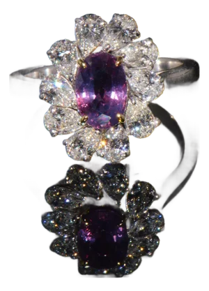 Gia Certified 3.15ct No-Heat Purple Pink Sapphire & Diamond 18k Gold Halo Ring, Size 6.5