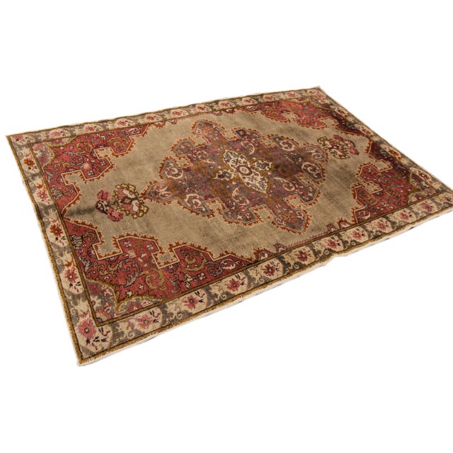 Mid 20th Century Vintage Chinese Oushak Handmade Brown Medallion Wool Rug For Sale In New York - Image 6 of 11