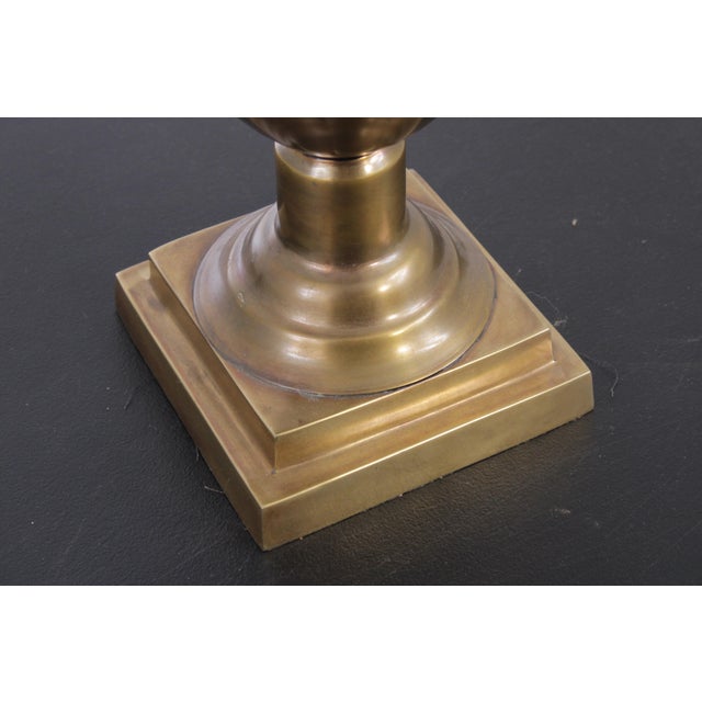 Brass Pair of Vintage Brass Trophy Lidded Deer Urns For Sale - Image 8 of 14