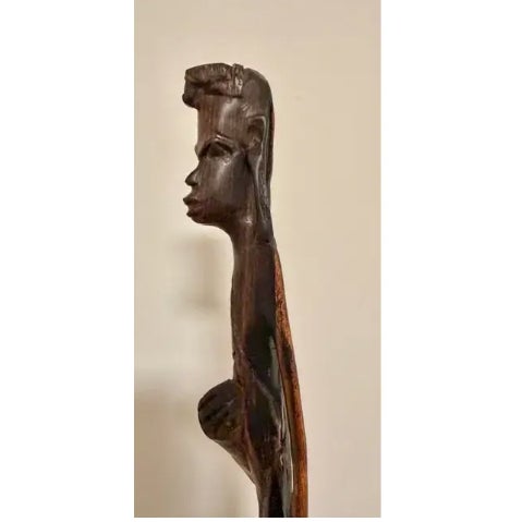 Vintage African Ebony 24" Sculptures Tall and Heavy - a Pair For Sale - Image 4 of 12