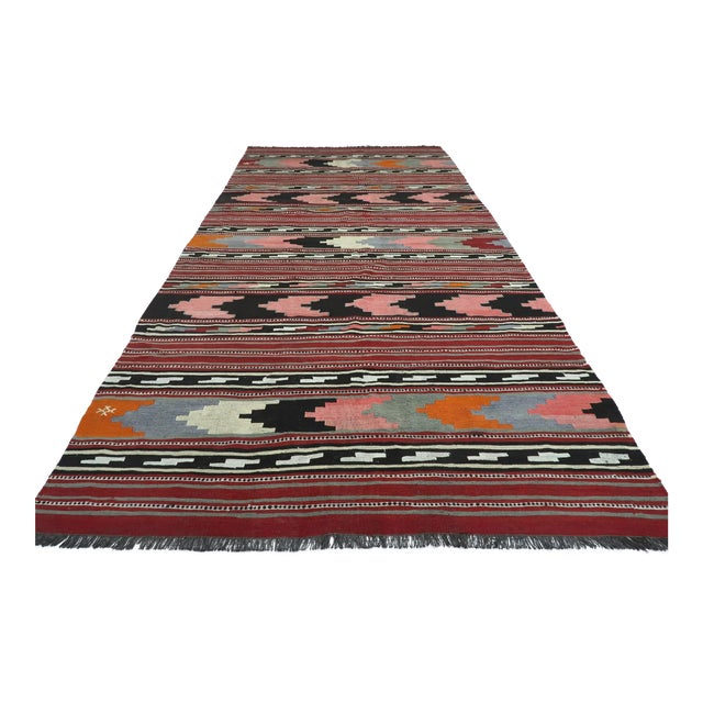 Mid 20th Century Anatolian Turkish Kilim Rug-6′8″ × 13′3″ For Sale
