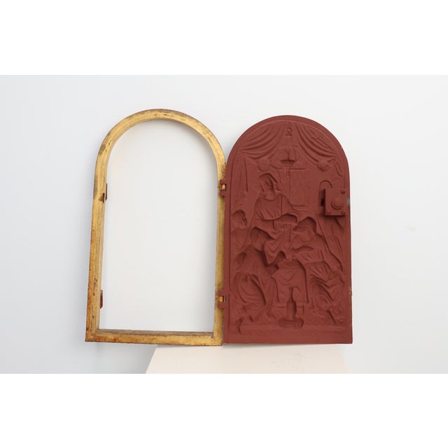 Neo‑Gothic Tabernacle Door with Gilded Bronze Last Supper Plaque, France, 1880 For Sale - Image 10 of 13